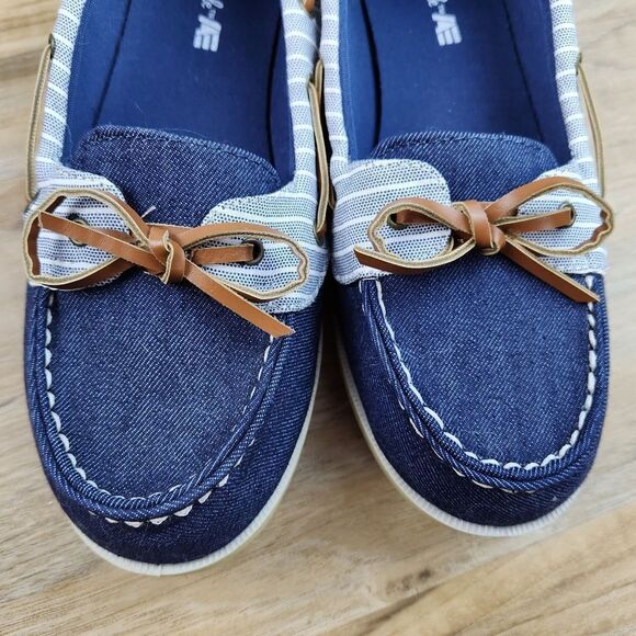 💚American Eagle Blue & Cream Canvas Loafers Size 8.5 - Picture 4 of 10